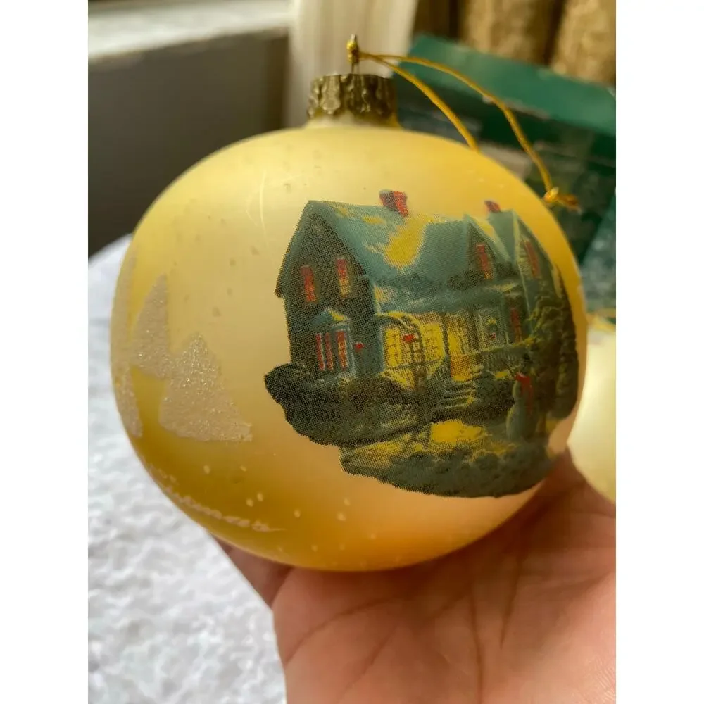 2 Thomas Kinkade Blessings Christmas glass ball typically part the Brushworks